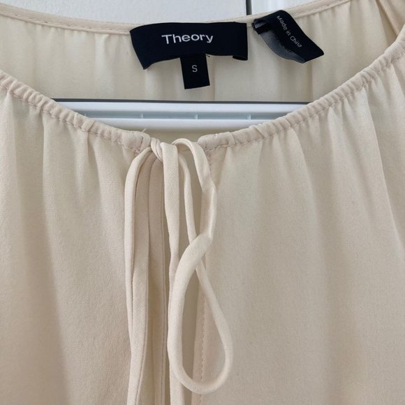 Theory Women Silk Blouse Cream Color Size S - Picture 3 of 5